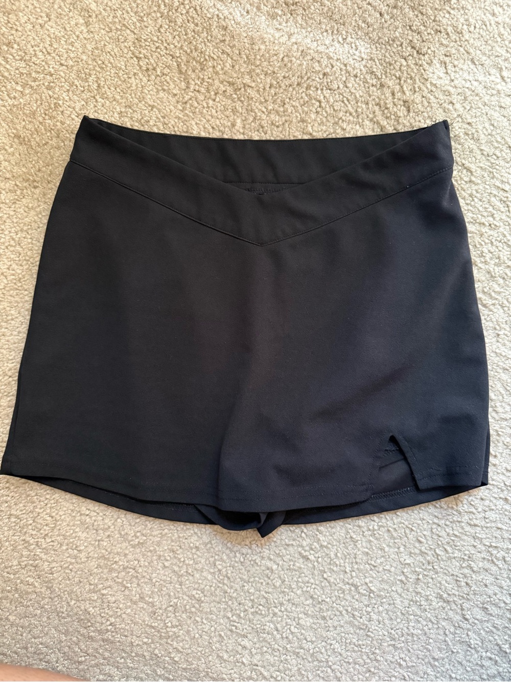 Shein V Front High Rise Skort Sz M Black Zip Closure Skirt Shorts Clubbing
